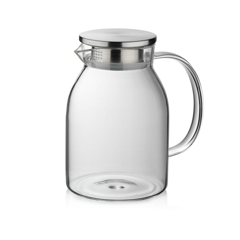 Kela Karaffe Luna – 1,8 l, Ø 12 cm, H 21 cm, Borosilikatglas/Edelstahl, mit Deckel, spülmaschinenfest