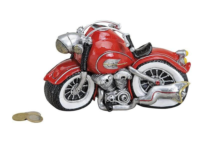 G. Wurm Motorrad-Spardose – Polyresin, Rot – 21 × 13 × 10 cm