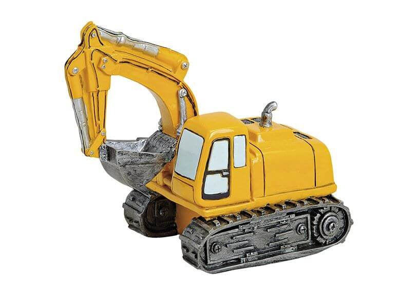 G. Wurm Spardose Bagger – Polyresin, Gelb – 11 × 18 × 16 cm