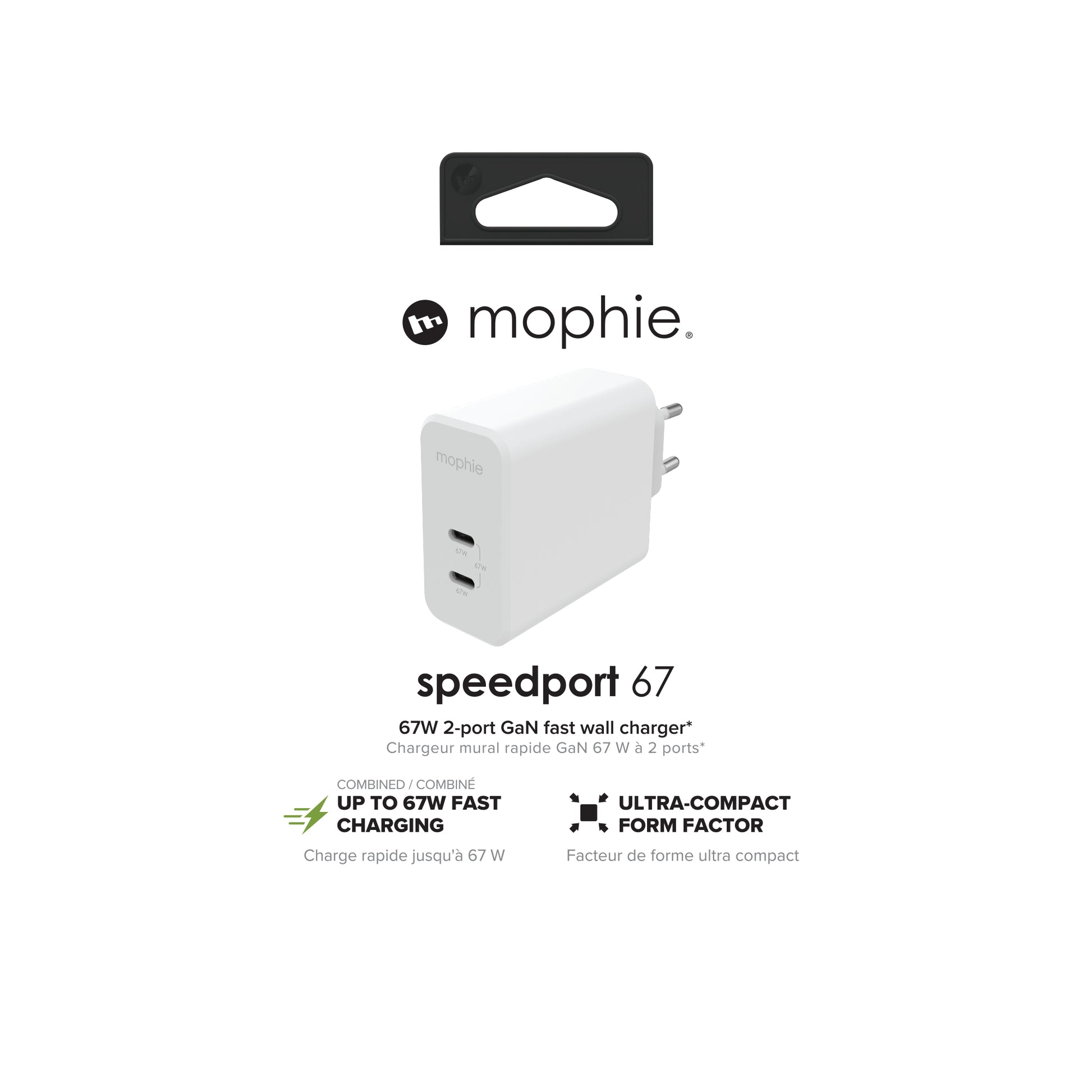 mophie Netzteil (EU) – 67 W, 2× USB-C, PD, GaN