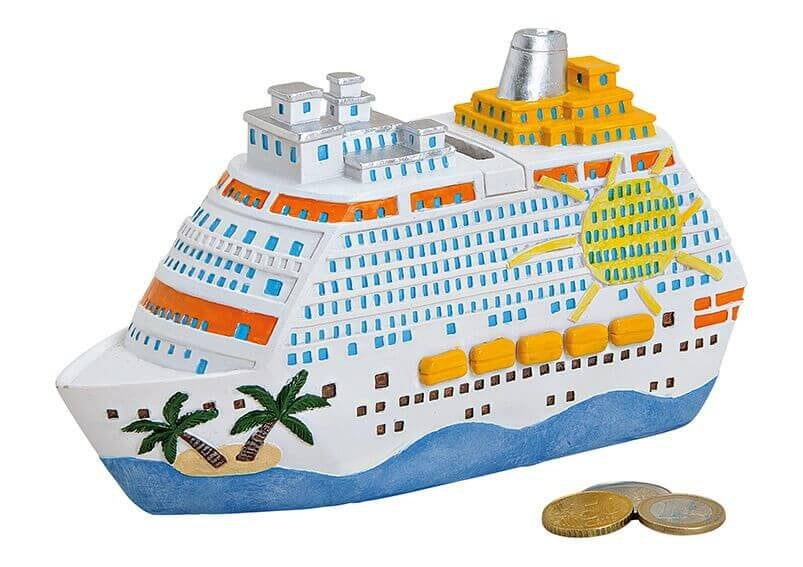 G. Wurm Spardose Schiff – Polyresin, mehrfarbig – 20 × 11 × 7 cm