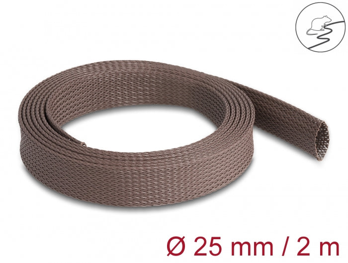 DeLOCK Kabelschlauch, Ø 25 mm, 2 m, elastisch, nagerfest – braun