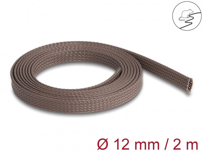 DeLOCK Kabelschlauch Ø 8–20 mm × 2 m, elastisch, nagerfest – braun