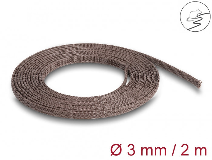 DeLOCK Kabelschlauch Ø 3 mm, 2 m, wiederverwendbar – Braun