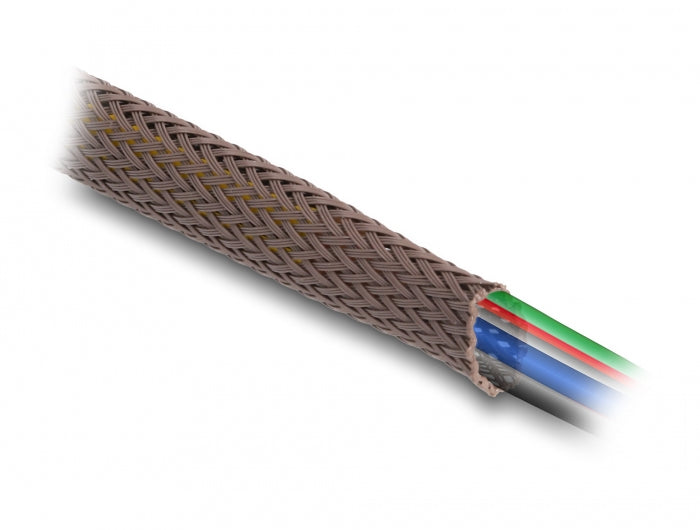 DeLOCK Kabelschlauch Ø 8–20 mm × 2 m, elastisch, nagerfest – braun