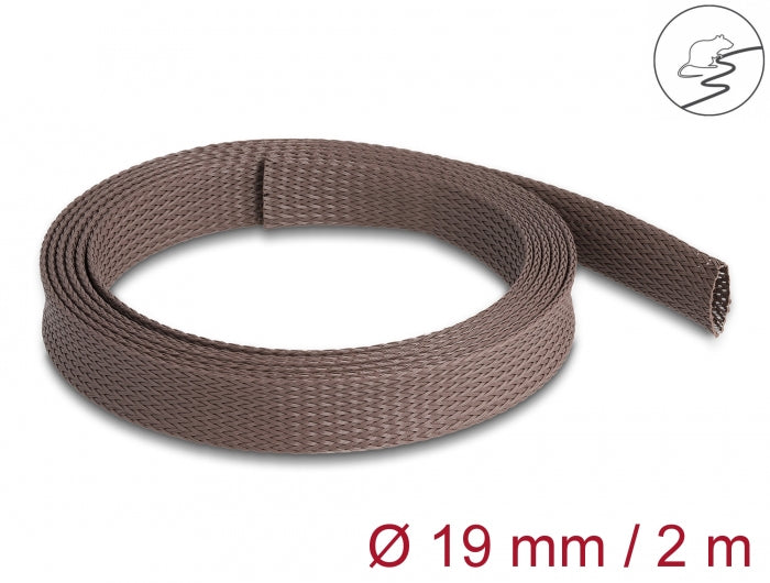 DeLOCK Kabelschlauch – Ø 19 mm, 14–30 mm – 2 m – Polyester – Braun