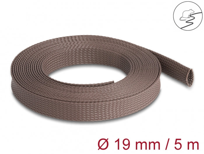 DeLOCK Kabelschlauch, Ø 14–30 mm, 5 m, zuschneidbar – braun