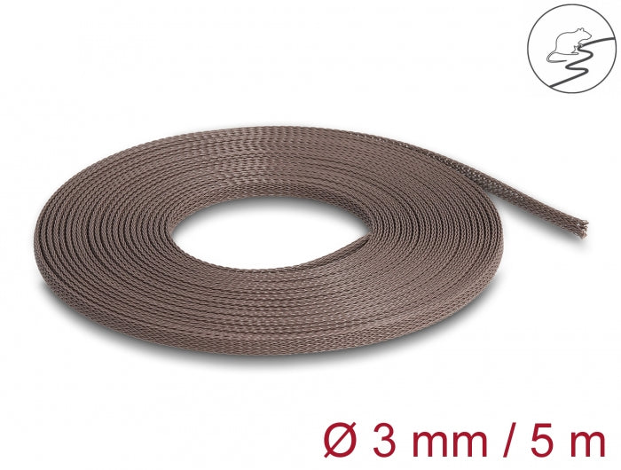 DeLOCK Kabelschlauch, Ø 3 mm × 5 m, zuschneidbar – braun