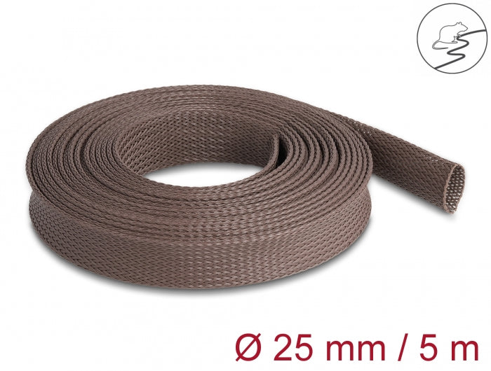 DeLOCK Kabelschlauch Ø 18–33 mm × 5 m, elastisch – Braun