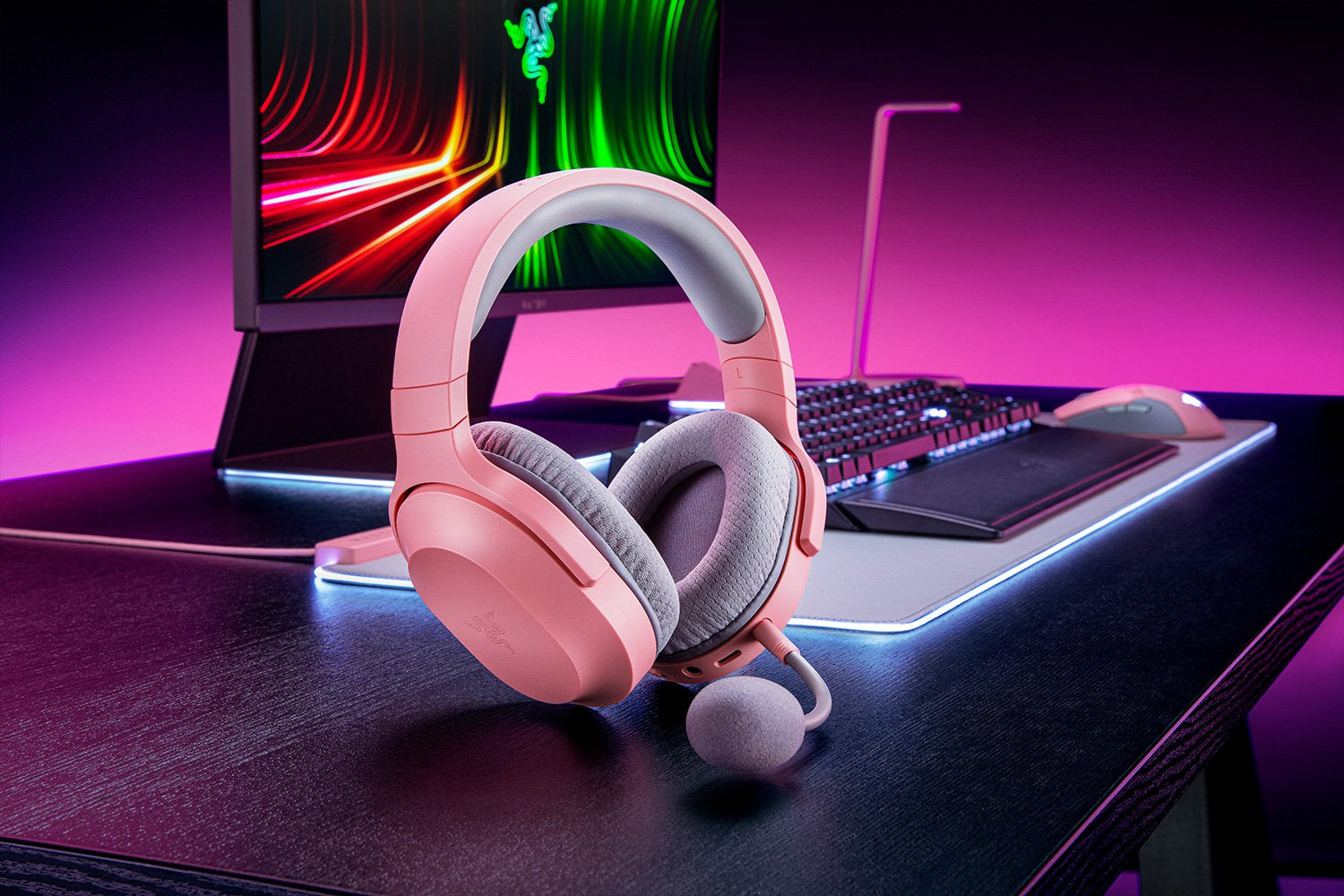 Razer Barracuda X Gaming-Headset – Over-Ear, Stereo, Kabel + BT, für PC, PS5, Switch, Rosa, BT 5.2