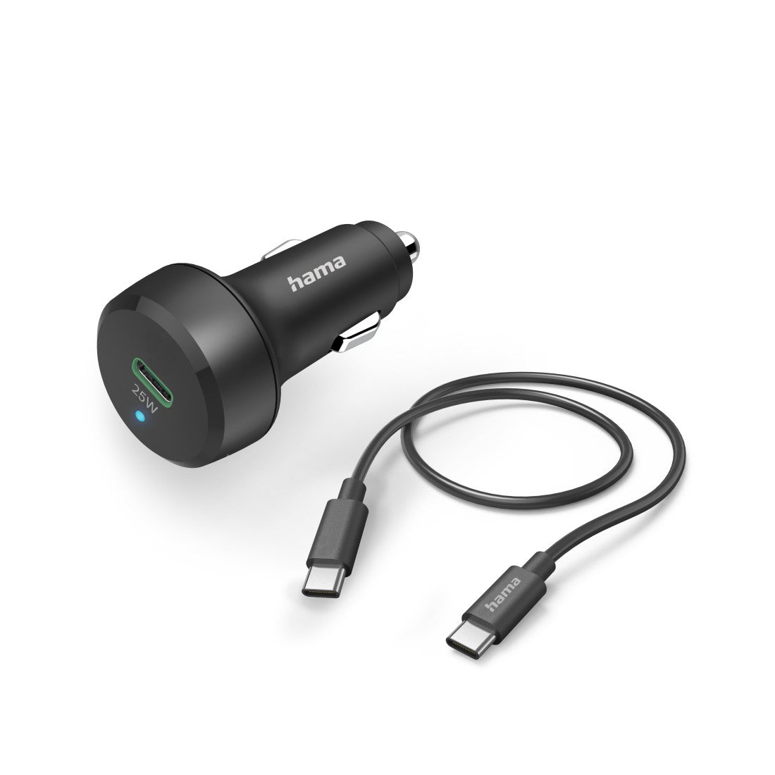 Hama 00201614 Auto-Ladegerät 25 W – USB-C×1 – 12 V KFZ-Stecker – Schwarz