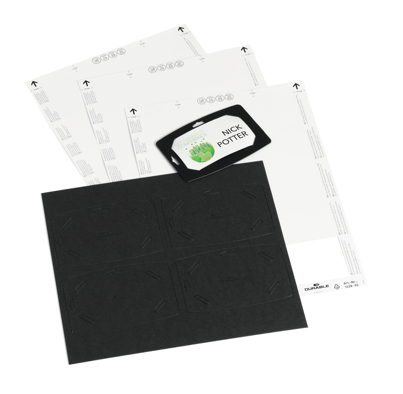 Durable Ausweishalter – Hoch/Quer – Schwarz – Karton – 54×90 mm