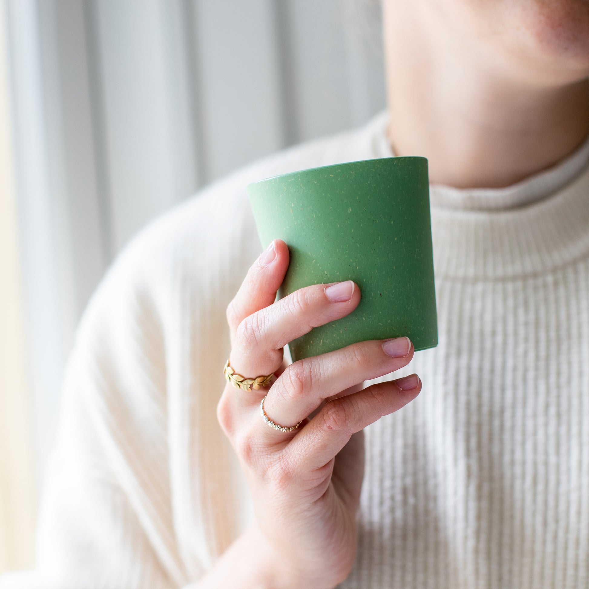 Koziol Becher Connect S – 4er Set, 190 ml, Ø 7,3 cm, H 7,5 cm, Kunststoff (biozirkulär), Grün, BPA-frei