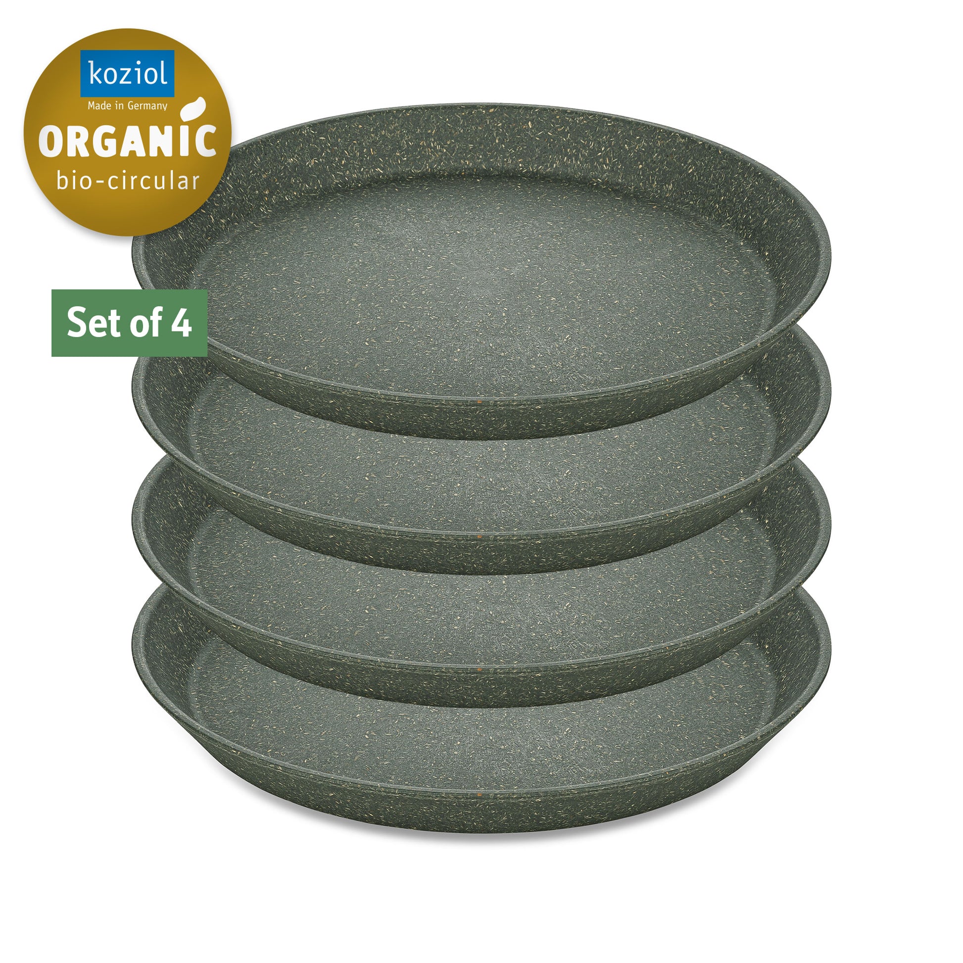 Koziol Speiseteller – 4er Set, Ø 20,5 cm, Kunststoff (biozirkulär), Grau, spülmaschinenfest, BPA-frei