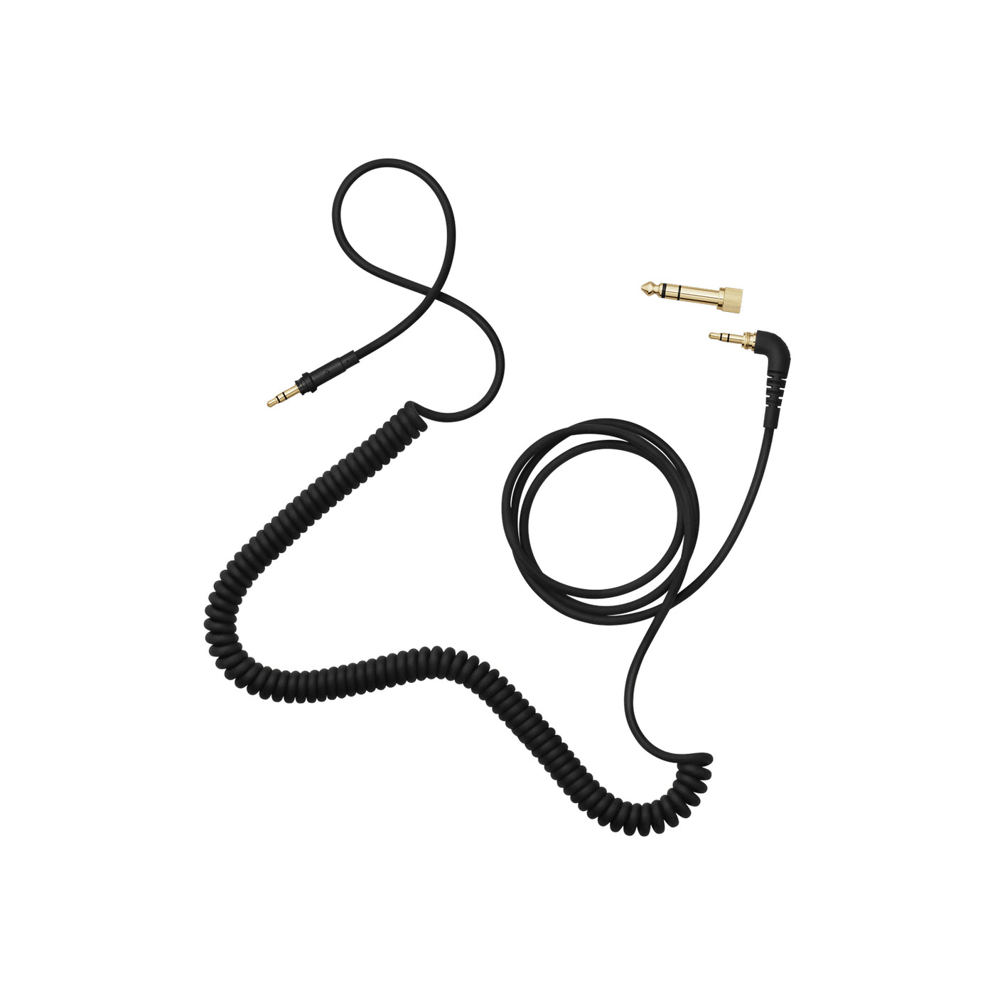 AIAIAI 3,5-mm-Klinkenkabel – Stecker–90° Stecker – 1,5 m, Spiralkabel, inkl. Adapter