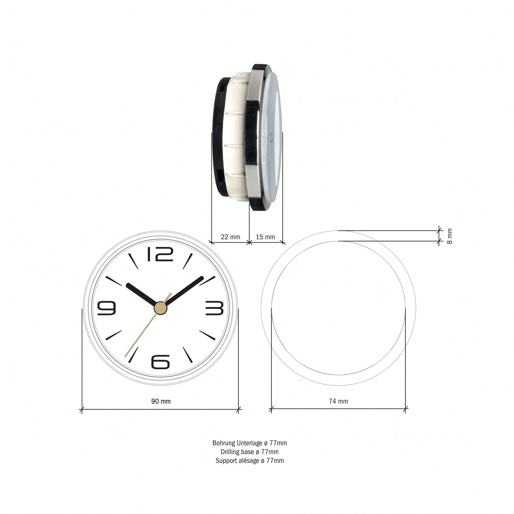 TFA-Dostmann TFA Dostmann Wanduhr – Analog, Ø 9 cm, silber, Kunststoff