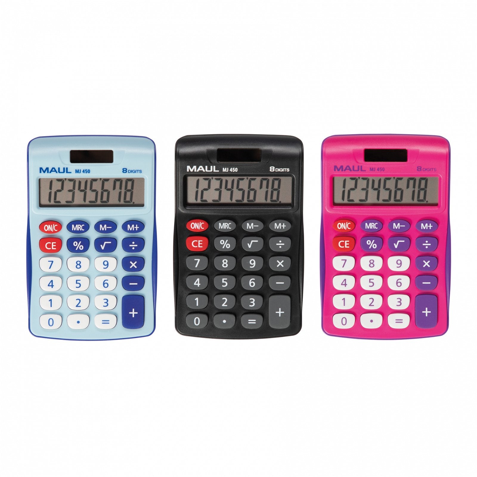 MAUL Taschenrechner MJ450 Junior – 8-stellig – Solar/Batterie – Pink