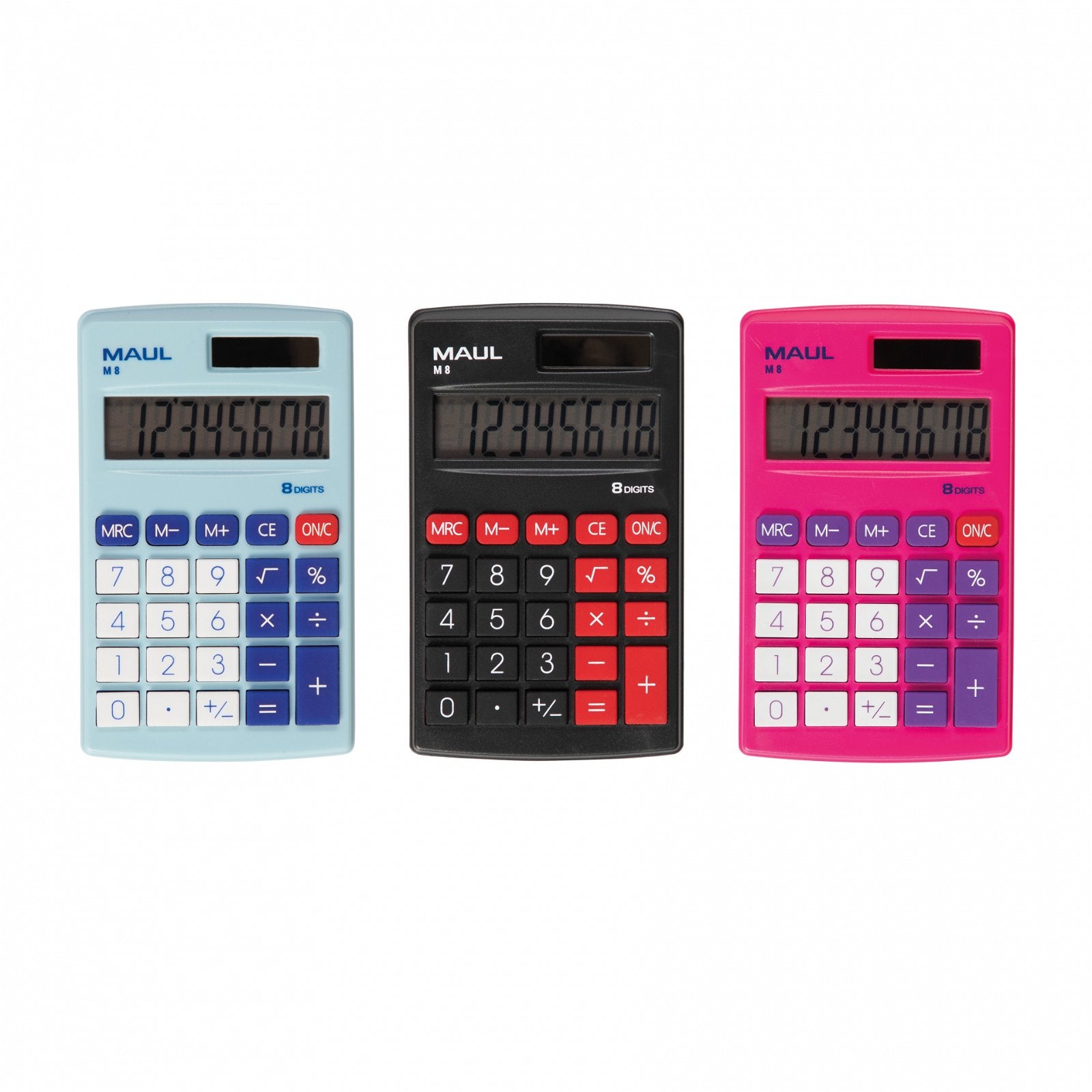Maul Taschenrechner M8 – 8-stellig – Solar/Batterie – Schwarz/Rot