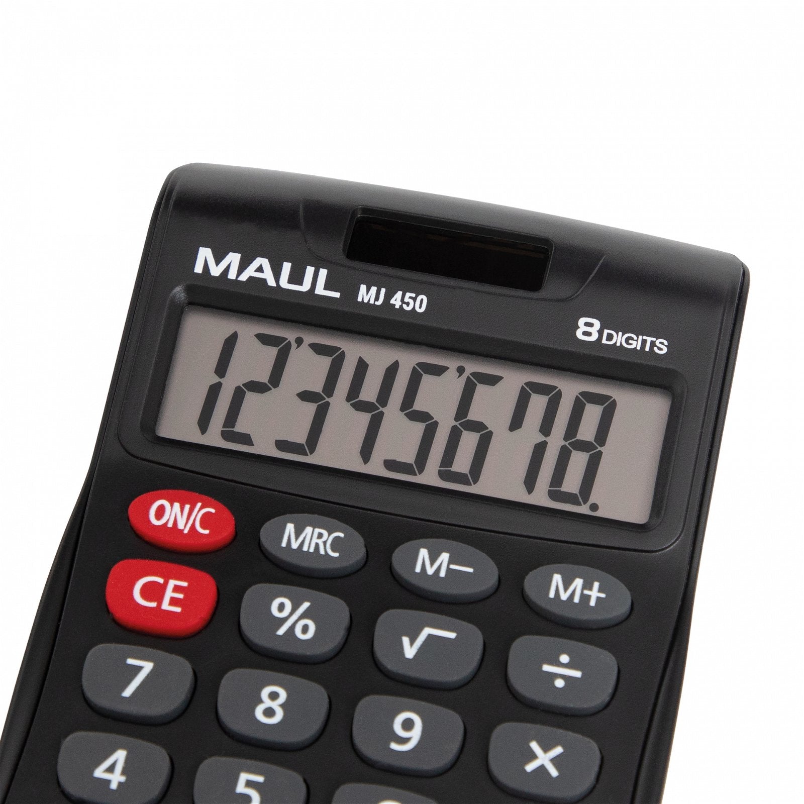 MAUL Taschenrechner MJ450 Junior – 8-stellig – Solar/Batterie – Schwarz