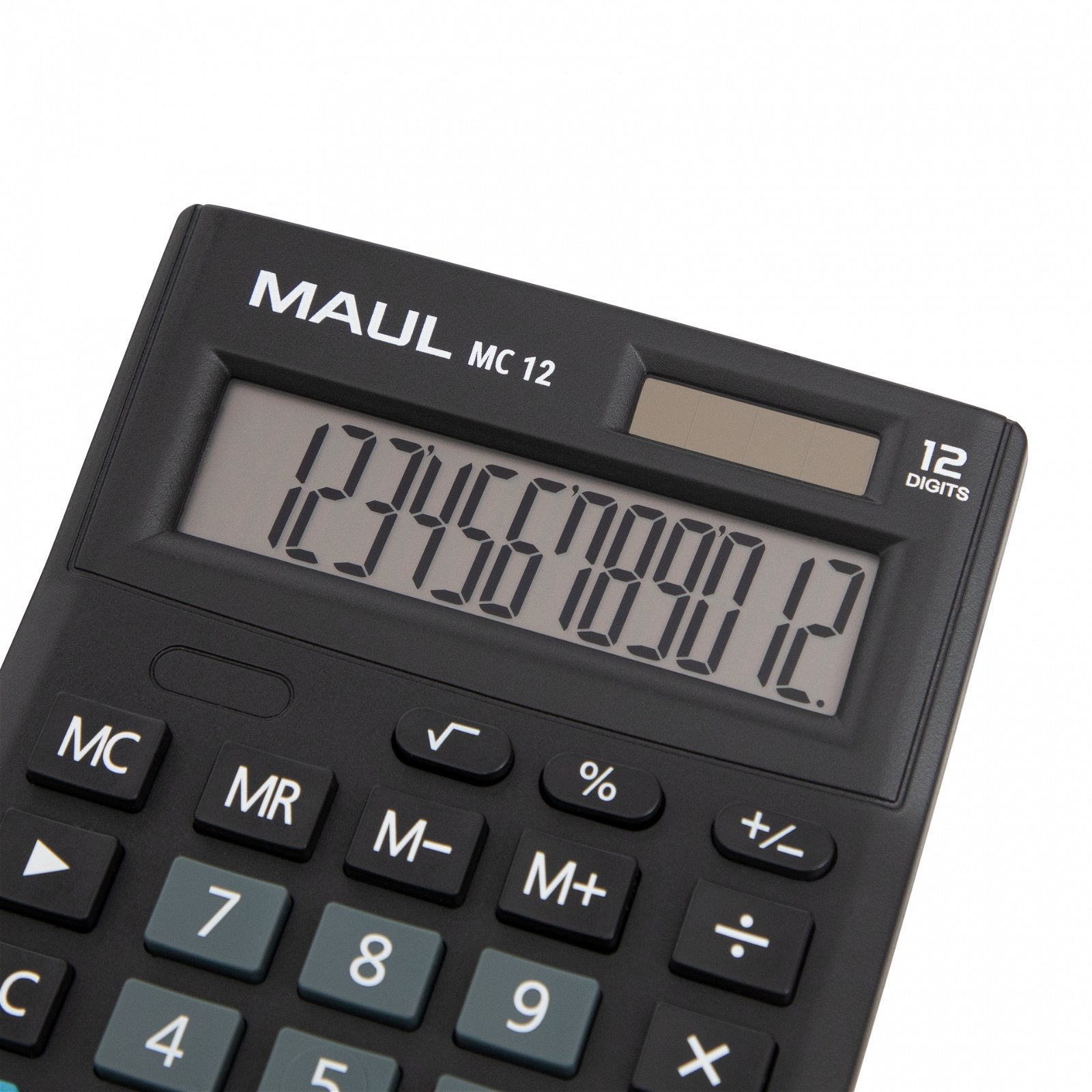 MAUL Taschenrechner MC12 – 12-stellig – Solar/Batterie – Schwarz
