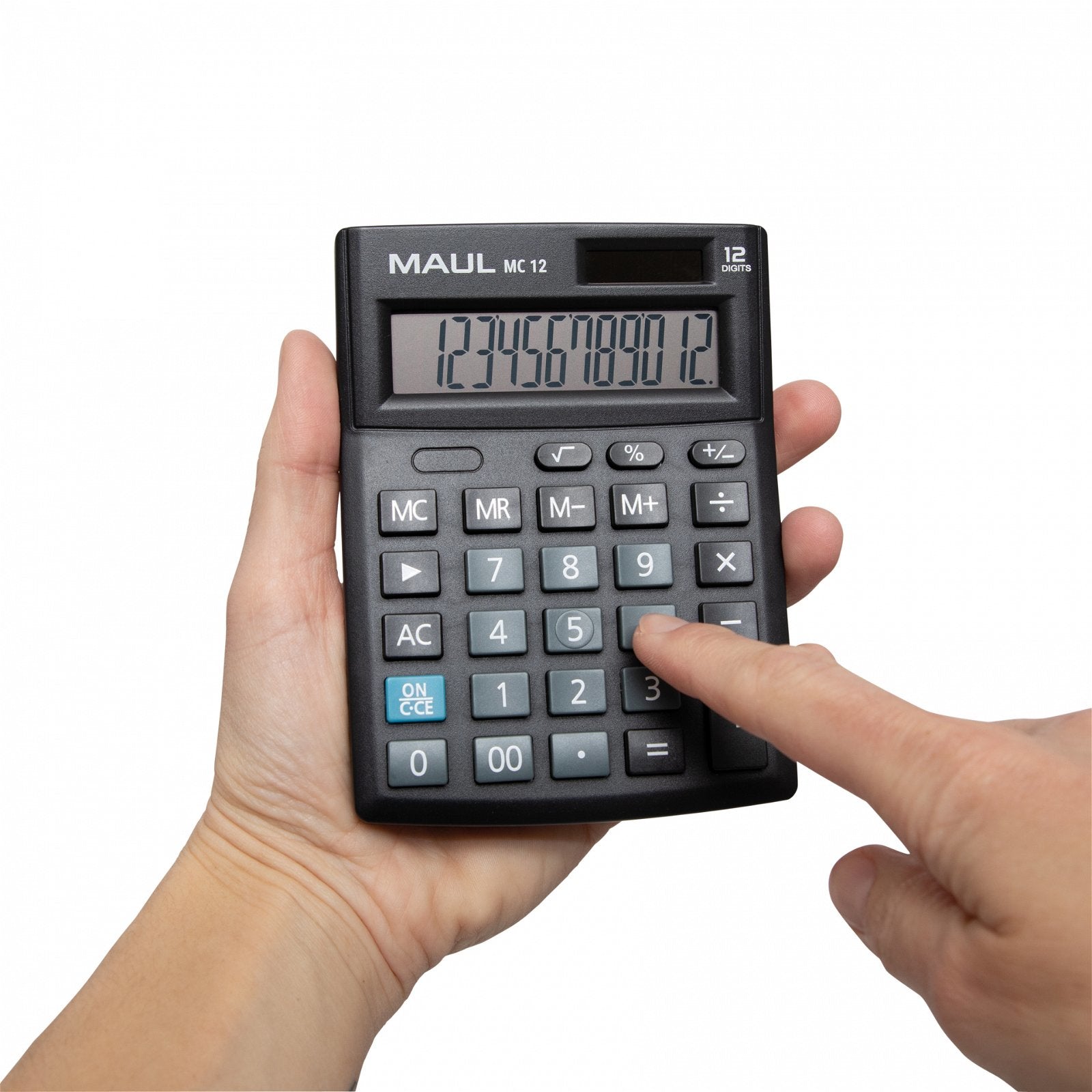 MAUL Taschenrechner MC12 – 12-stellig – Solar/Batterie – Schwarz
