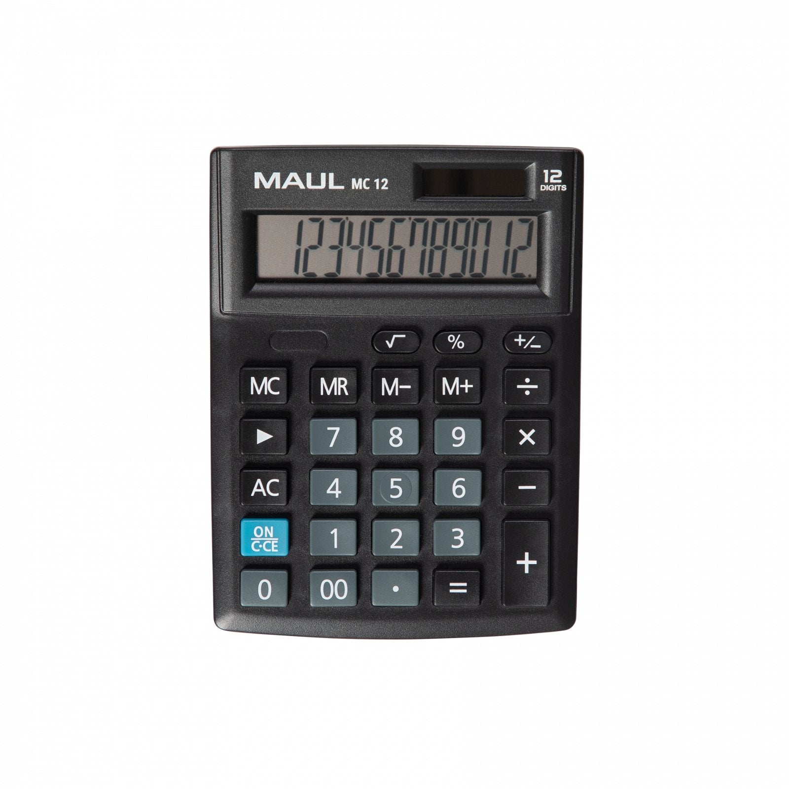 MAUL Taschenrechner MC12 – 12-stellig – Solar/Batterie – Schwarz