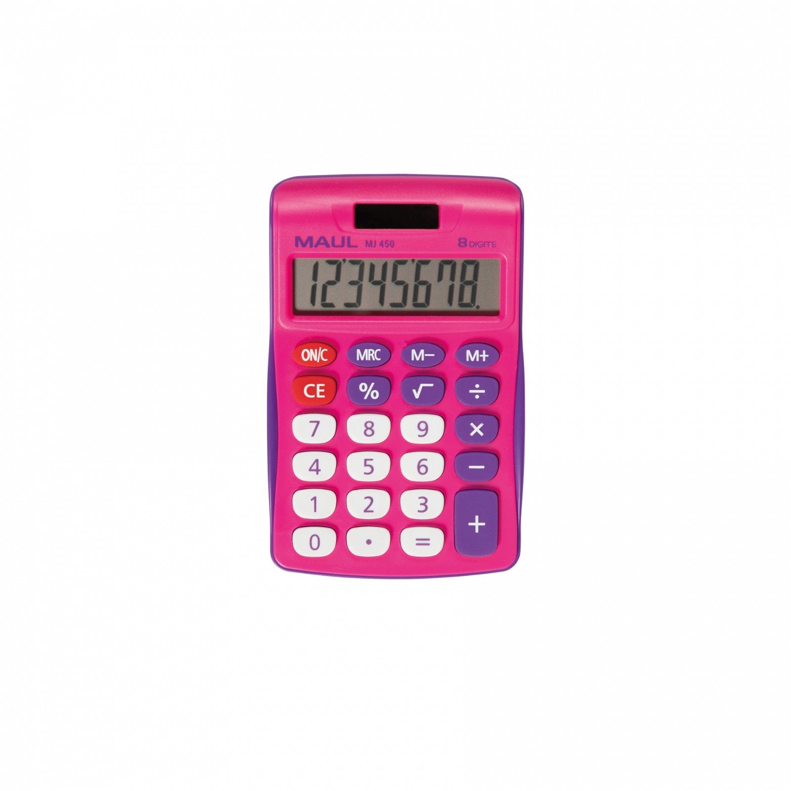 MAUL Taschenrechner MJ450 Junior – 8-stellig – Solar/Batterie – Pink