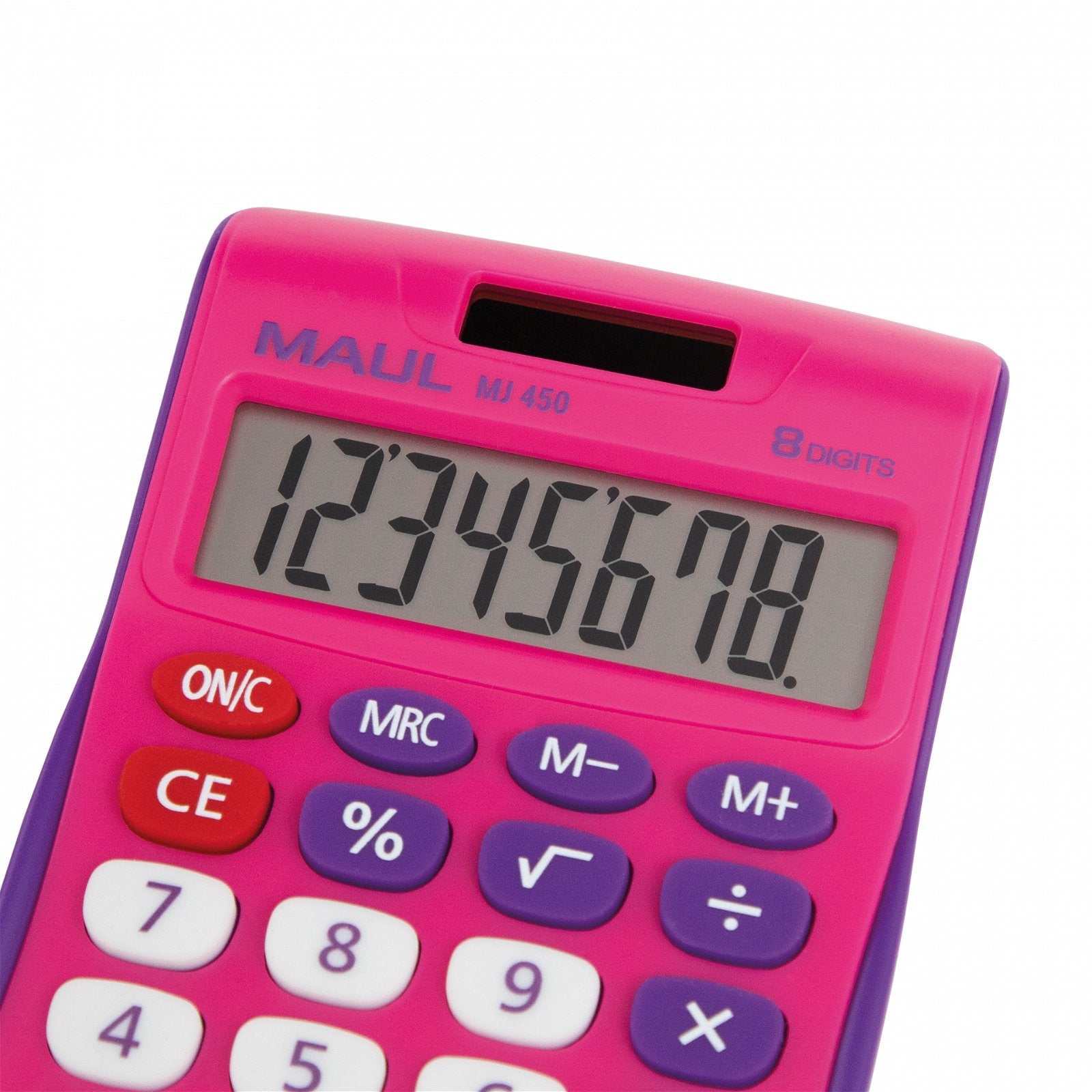 MAUL Taschenrechner MJ450 Junior – 8-stellig – Solar/Batterie – Pink