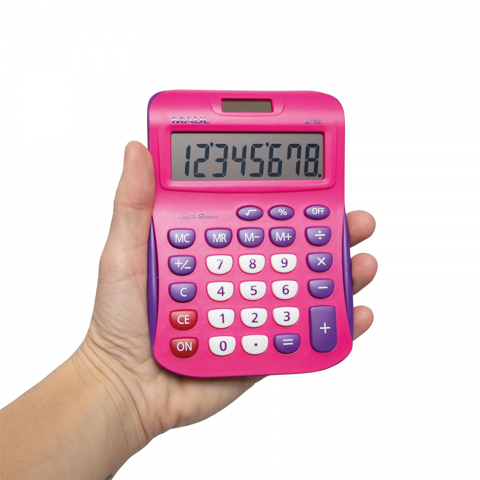 Maul Taschenrechner MJ550 Junior – 8-stellig – Solar/Batterie – Pink