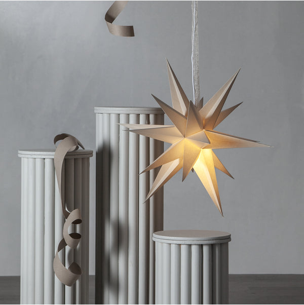 Star Trading Papierstern December – E14, Durchmesser 45 cm, IP20 – Beige
