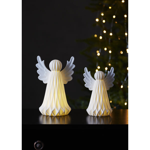 Star Trading Dekorationsfigur – 18 × 13 × 11 cm – weiss, mit LED, batteriebetrieben