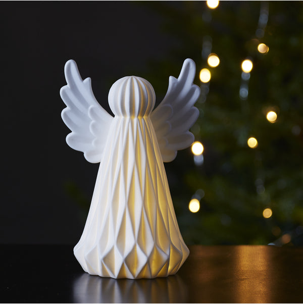Star Trading Dekorationsfigur – 18 × 13 × 11 cm – weiss, mit LED, batteriebetrieben