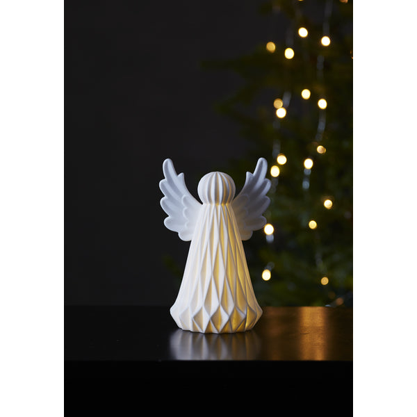 Star Trading Dekorationsfigur – 18 × 13 × 11 cm – weiss, mit LED, batteriebetrieben