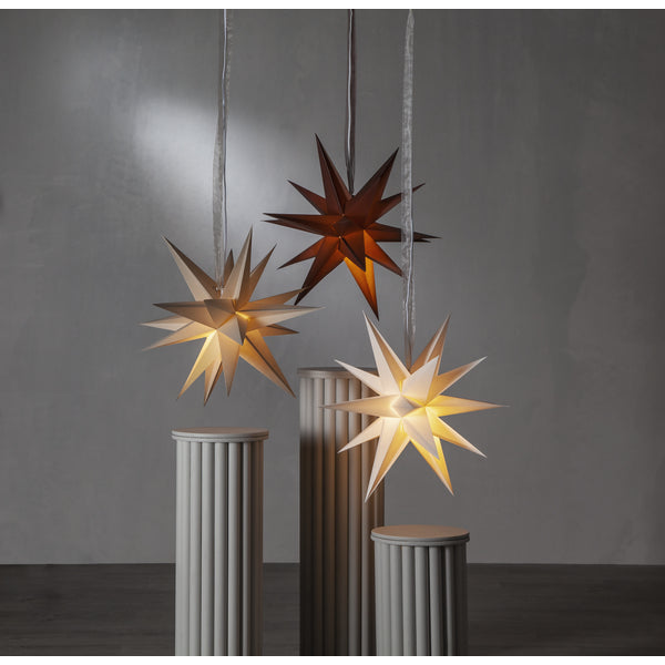 Star Trading Papierstern December – Ø 45 cm, E14 (max. 25 W), IP20, Kabel 5 m – Braun