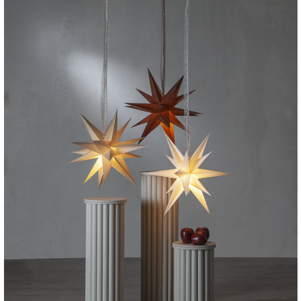 Star Trading Papierstern December – Ø 45 cm, E14 (max. 25 W), IP20, Kabel 5 m – Braun