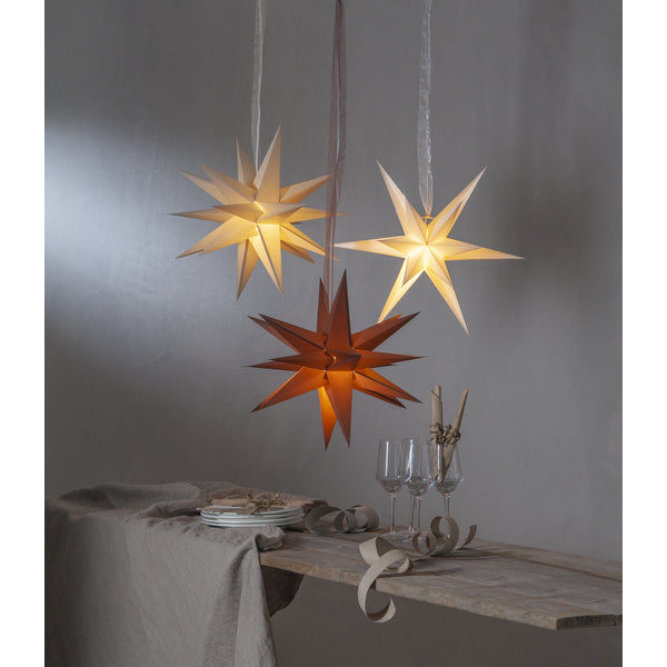 Star Trading Papierstern December – E14, Durchmesser 45 cm, IP20 – Beige