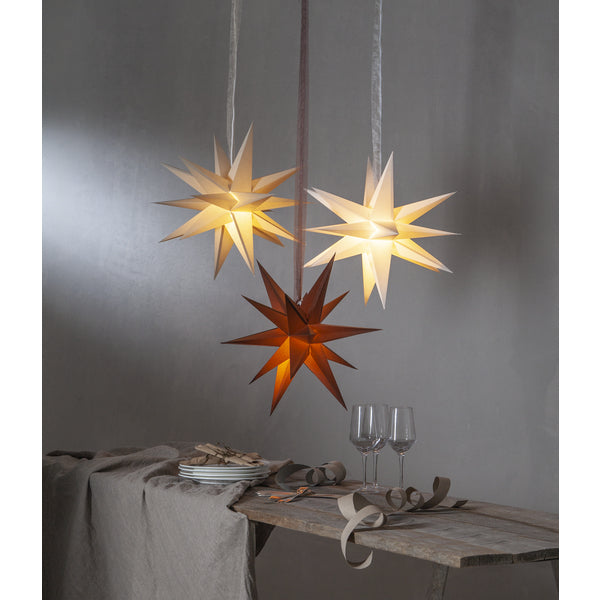 Star Trading Papierstern December – E14, Durchmesser 45 cm, IP20 – Beige