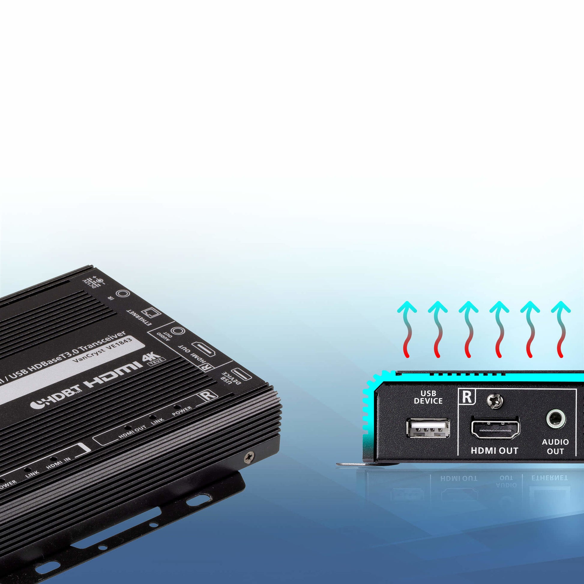 ATEN VE1843 – AV-Sender & Empfänger – 4K UHD, HDBaseT, HDMI, USB (Typ A/B) – Schwarz, Metall