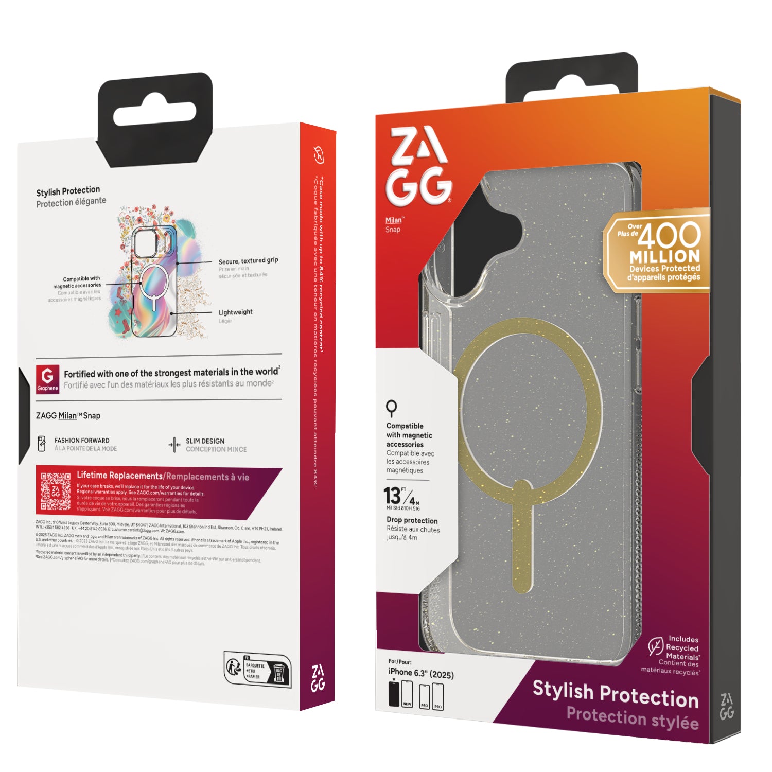 ZAGG Milan Snap Backcover – für Apple iPhone 17, MagSafe, Graphen, Gold, bis 4 m Sturzsicher