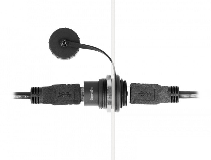 DeLOCK USB-Adapter USB-A auf USB-A – USB 3.2 Gen 1 (5 Gbit/s) – Staubschutzkappe – Schwarz