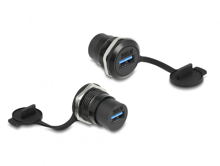 DeLOCK USB-Adapter USB-A auf USB-A – USB 3.2 Gen 1 (5 Gbit/s) – Staubschutzkappe – Schwarz