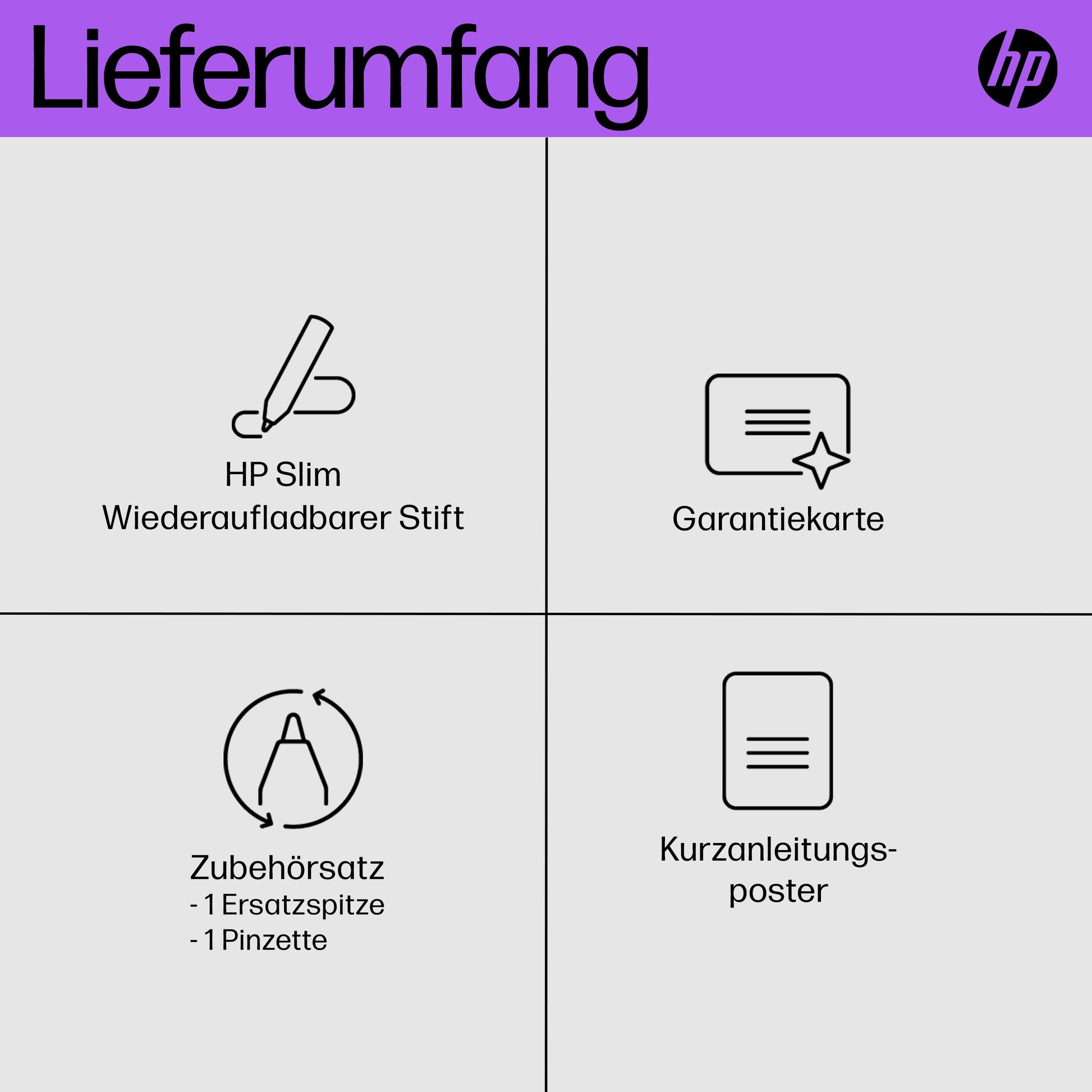 HP Slim Pen Eingabestift – für HP-Geräte, schwarz