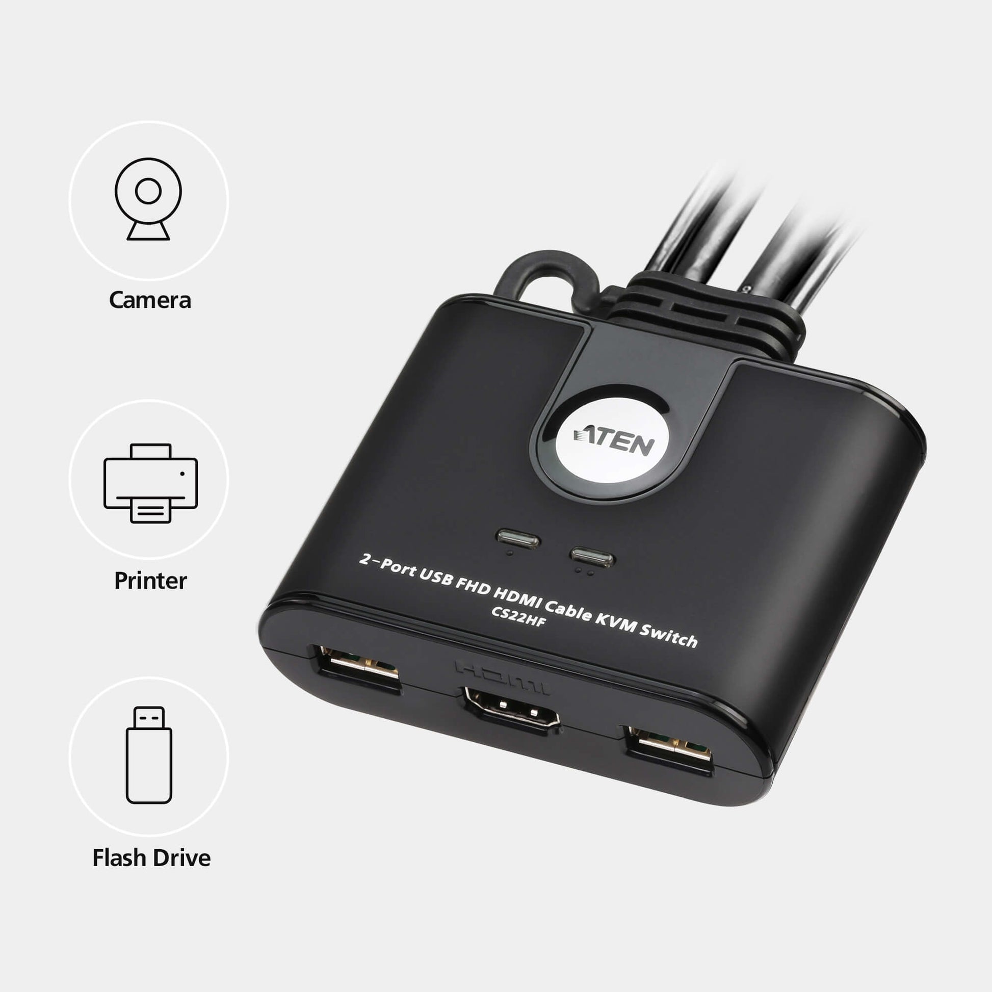 ATEN CS22HF – 2-Port HDMI KVM-Switch – 1920 × 1200/60 Hz