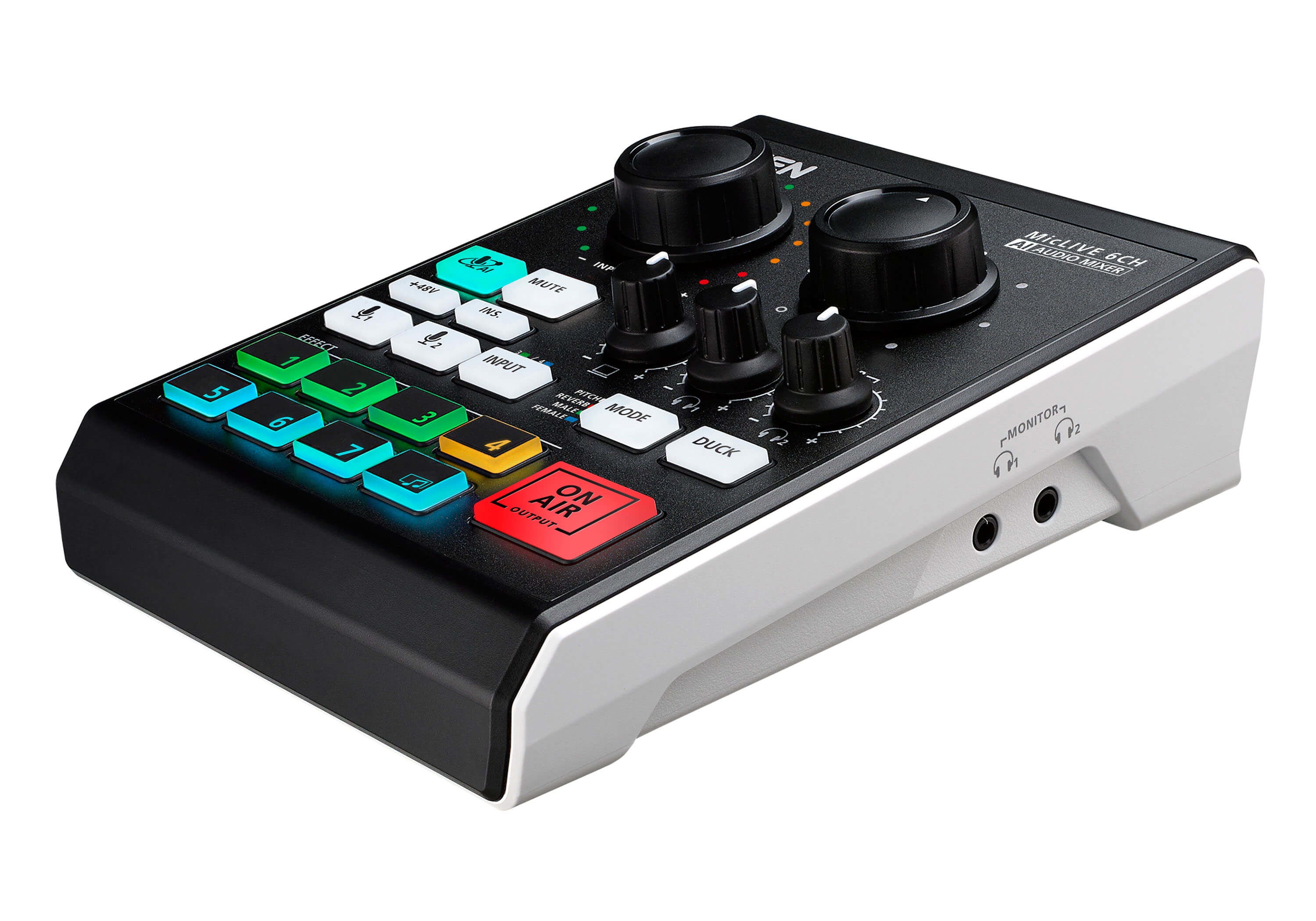 ATEN UC8000 MicLive – 6-Kanal Audio-Mixer, 24 Bit, 96 kHz, USB Typ-C, XLR, 3,5 mm Kopfhörer