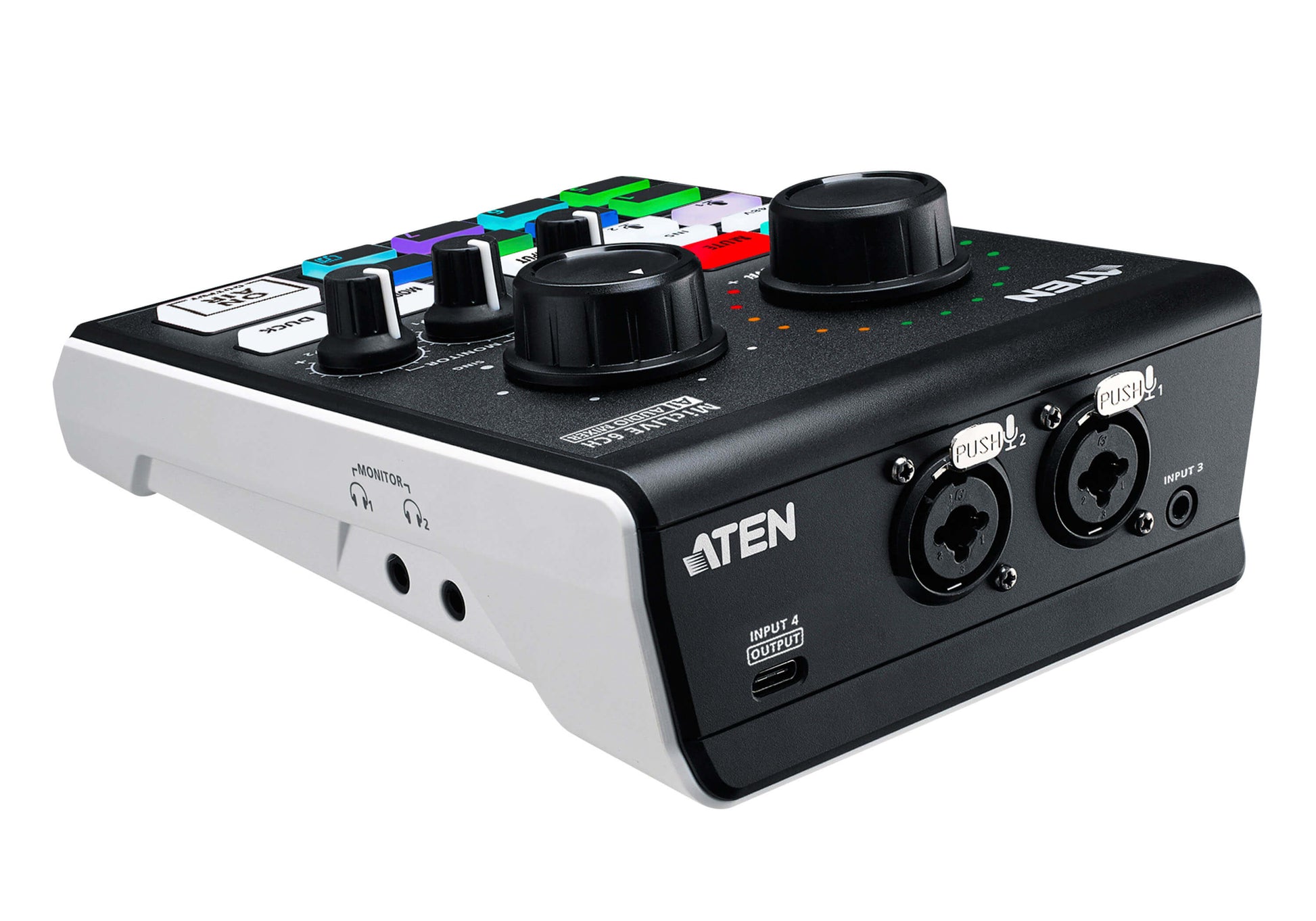 ATEN UC8000 MicLive – 6-Kanal Audio-Mixer, 24 Bit, 96 kHz, USB Typ-C, XLR, 3,5 mm Kopfhörer