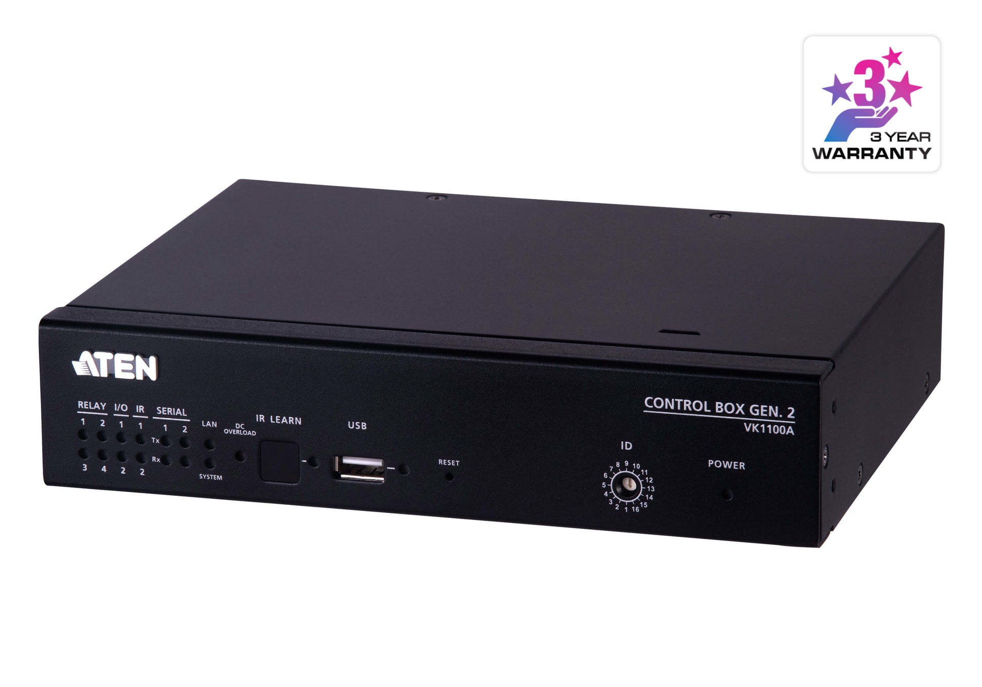 ATEN VK1100A – Kontrollprozessor – RS‑232/422/485 (2/1/1), 8 Relais, IR, Gigabit LAN, 1× USB‑A