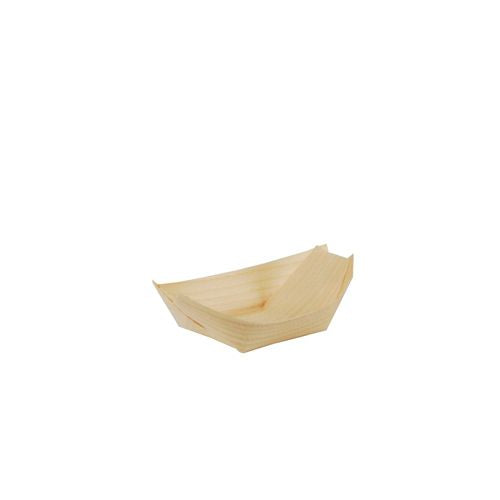 Papstar Fingerfood-Schale, Holz (Kiefer), Oval – 110 × 65 × 30 mm, Braun – FSC – 50 Stk.