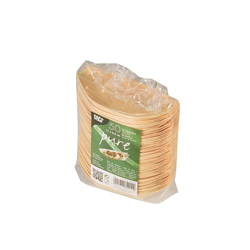 Papstar Fingerfood-Schale, Holz (Kiefer), Oval – 110 × 65 × 30 mm, Braun – FSC – 50 Stk.