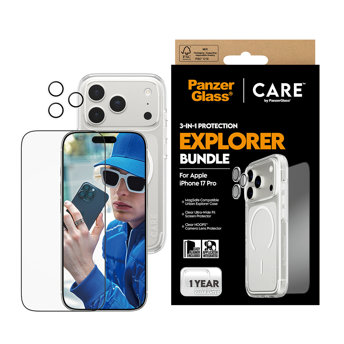 PanzerGlass CARE – Backcover – für Apple iPhone 17 Pro – transparent – MagSafe-kompatibel