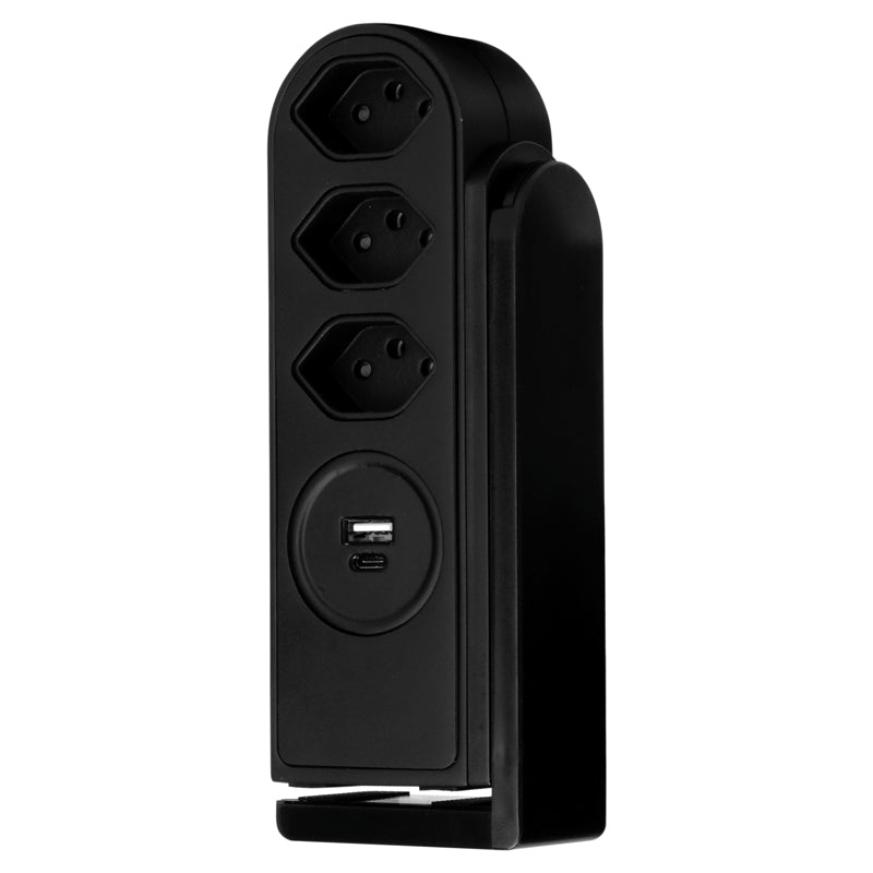 Steffen Tischsteckdosenleiste 50 00092 SW – 1,50 m, Kunststoff, Schwarz, mit USB-C, 1er-Pack, für Typ J